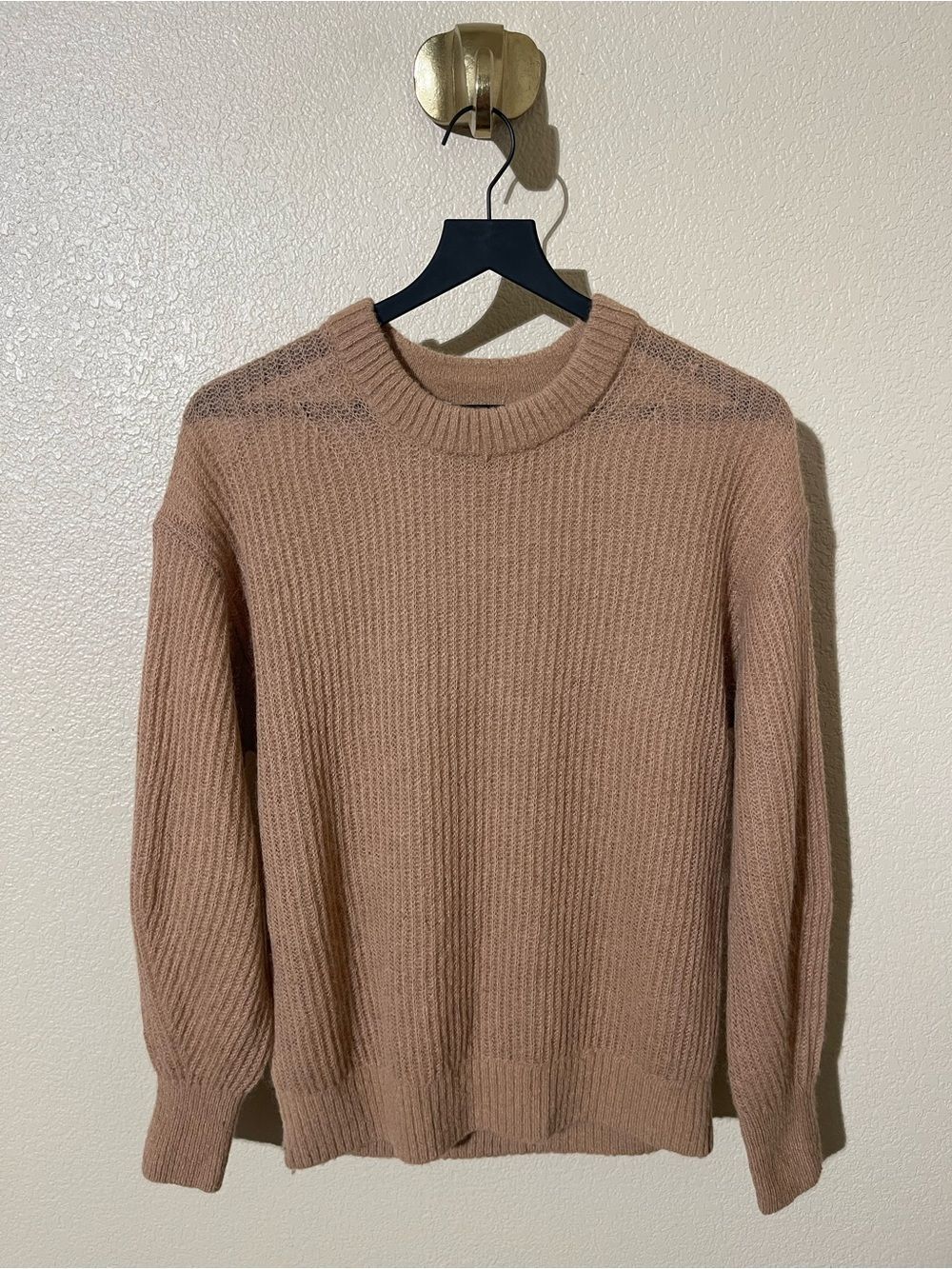 Everlane Women's Ribbed Crewneck Sweater — Camel Brown